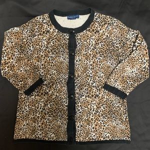 Karen Scott Cardigan Sweater Petite Leopard Print Large